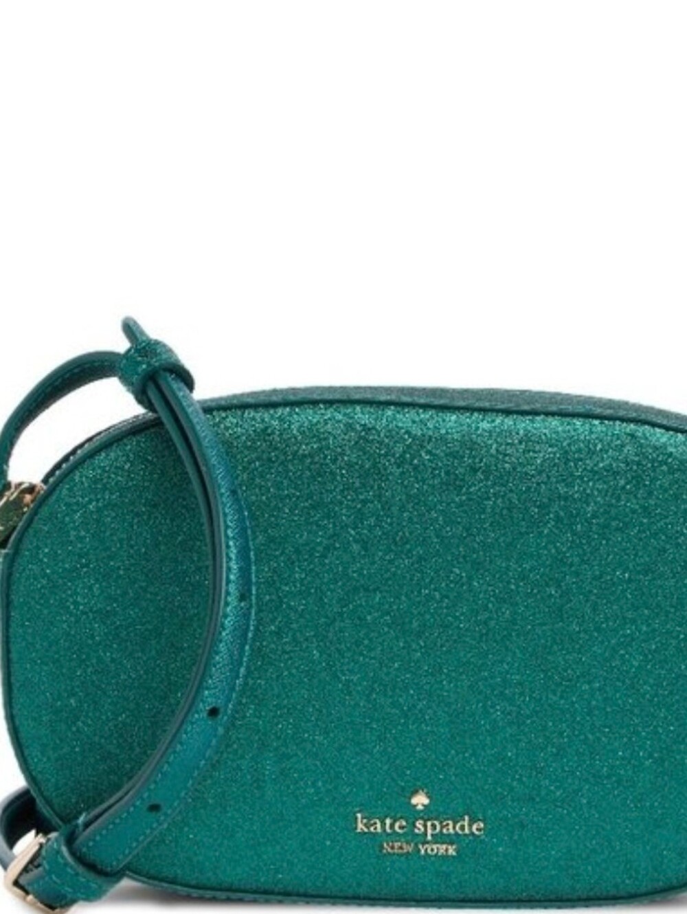 Kate Spade New York Emerald Green Glitter Oval Mini Crossbody NWT